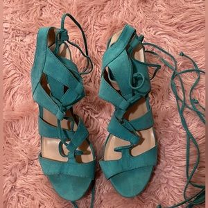Suede Platform Lace-Up Heels